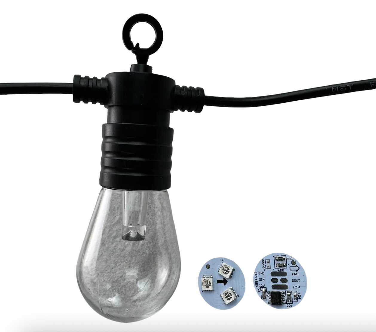 50mm 3D Addressable Pixel Led Bulb RGB/RGBW/RGBCCT DC12V/24V Clear Globe 30 Pixels/string 3 Core Xconnect