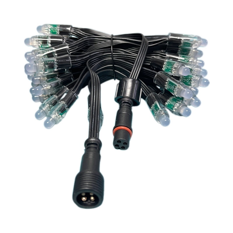 Resistor GS8208 DC12V(Duo Pixel) Bullet 12mm Led Light String 18awg Black 4wires 4core Xconnect waterproof pigtail