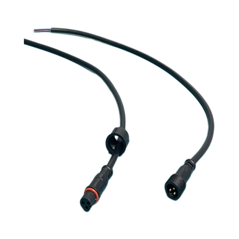 50cm Waterproof pigtails Xconnect 3core male and female,Black round wire 0.75sq m