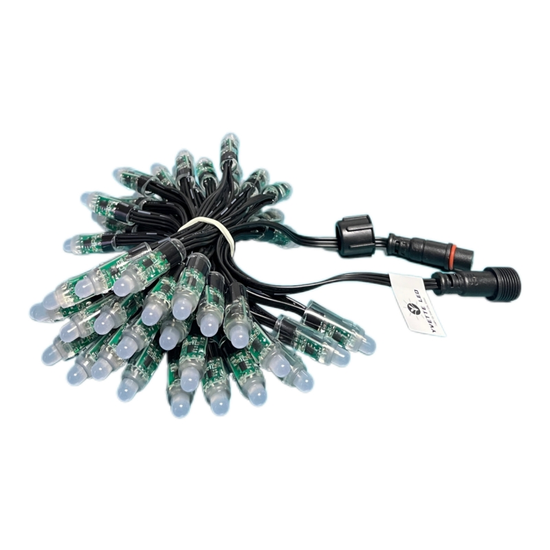 Regulated WS2811 DC12V Pixel Led 12mm Bullet Light String 18awg Black wire 3core Xconnect waterproof pigtail IP68