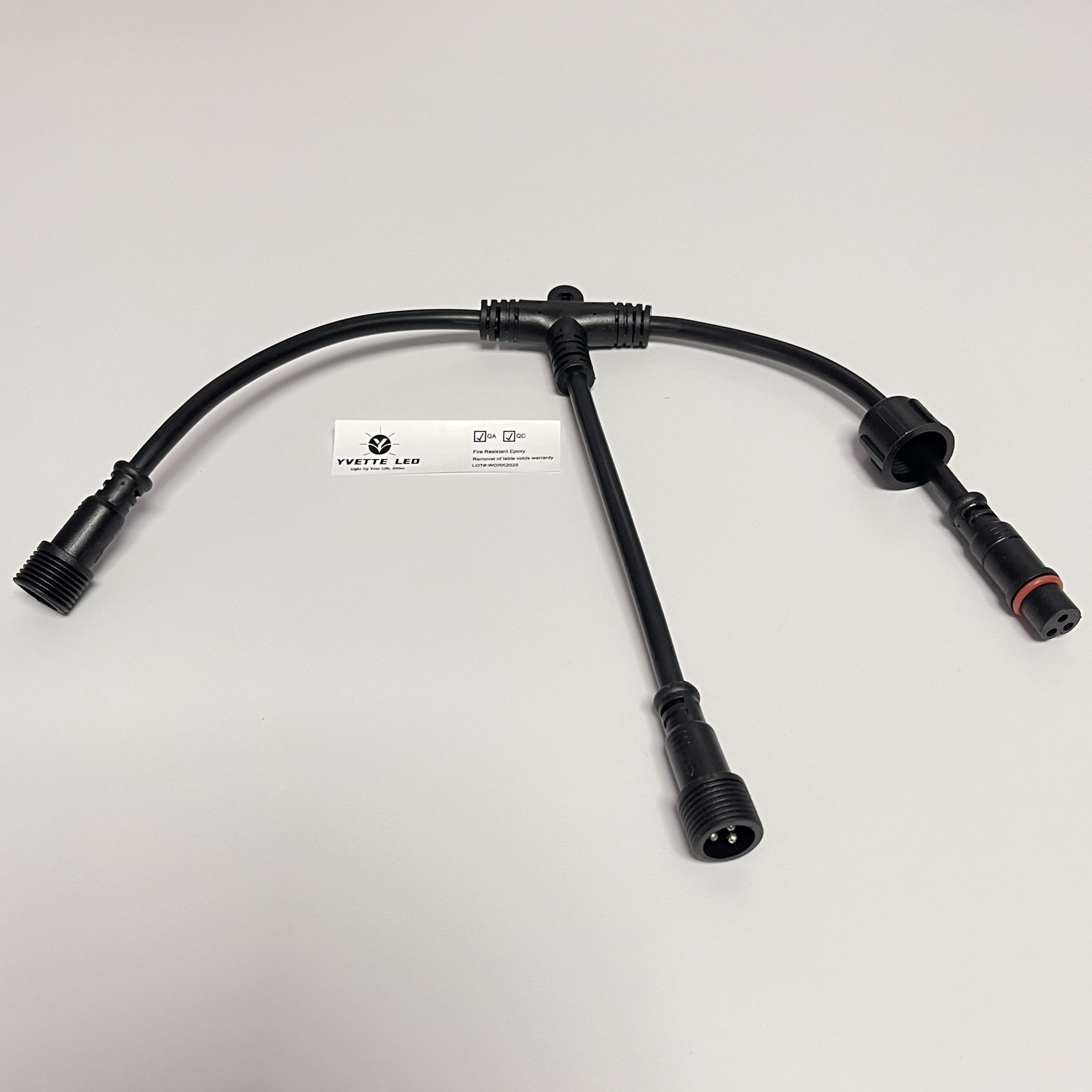 T-connector Xconnect (3-2-3)/(3-3-3)/(3-4-3)/(4-2-4) Power Injection Black Round 18AWG Cable