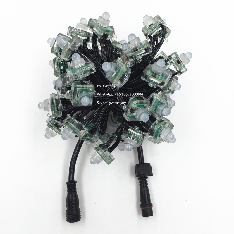 Resistor WS2811 DC12V Square 12mm Led Pixel Light 50cts Xconnect String Black wire 18awg